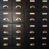 Vintage industrial wooden chest of drawers, apothecary, filling cabinet, 1930s