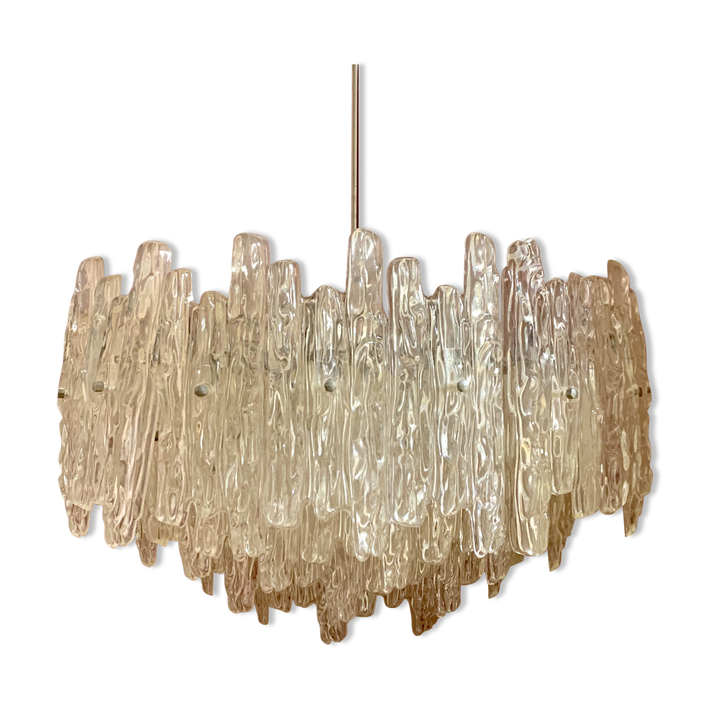 Midcentury ice glass plexi chandelier by kalmar