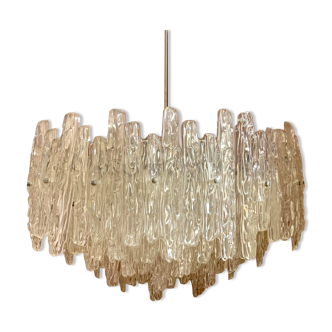 Midcentury ice glass plexi chandelier by kalmar