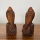 Pair of Art Deco bookend birds in carved wood cubizing 1930