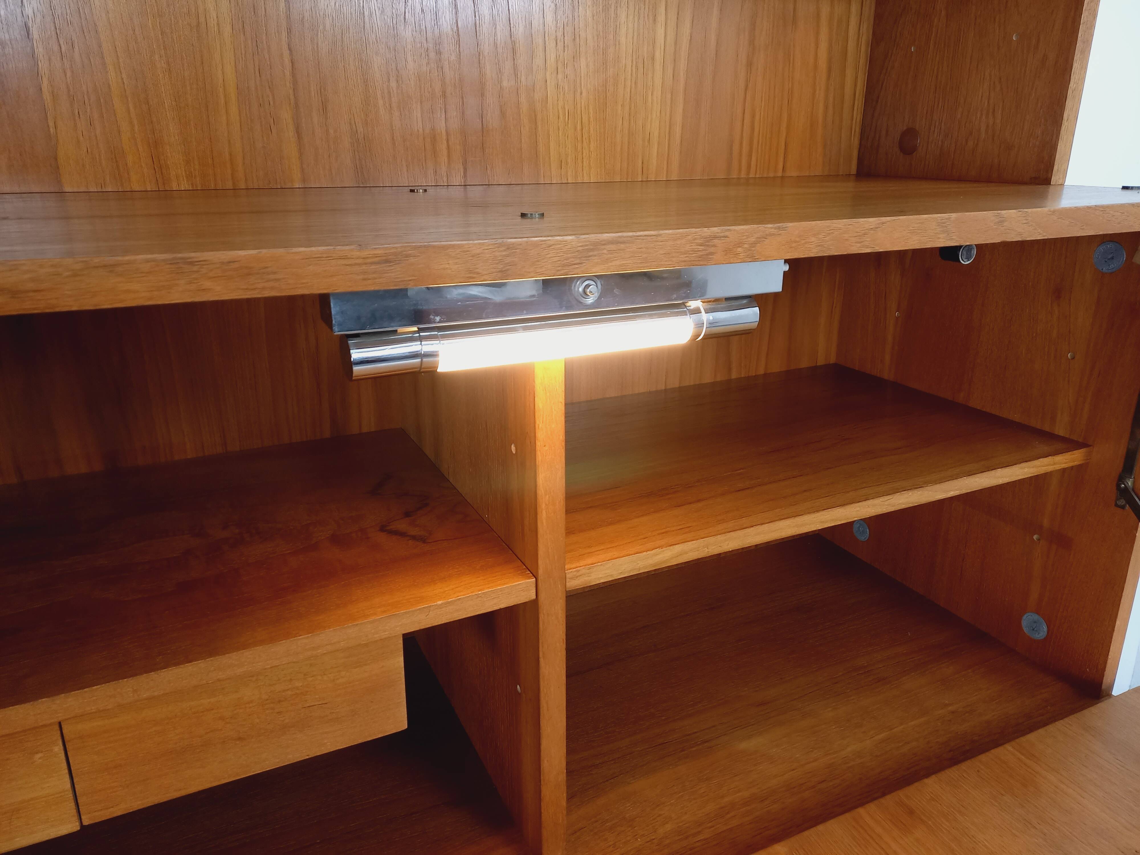 Louis Paolozzi modernist teak bookcase and secretary storage unit