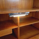 Louis Paolozzi modernist teak bookcase and secretary storage unit