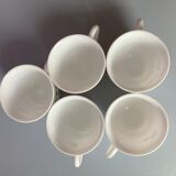 5 cups veronica tea with blue myosotis in white glass from arcopal-80s-retro-vintage