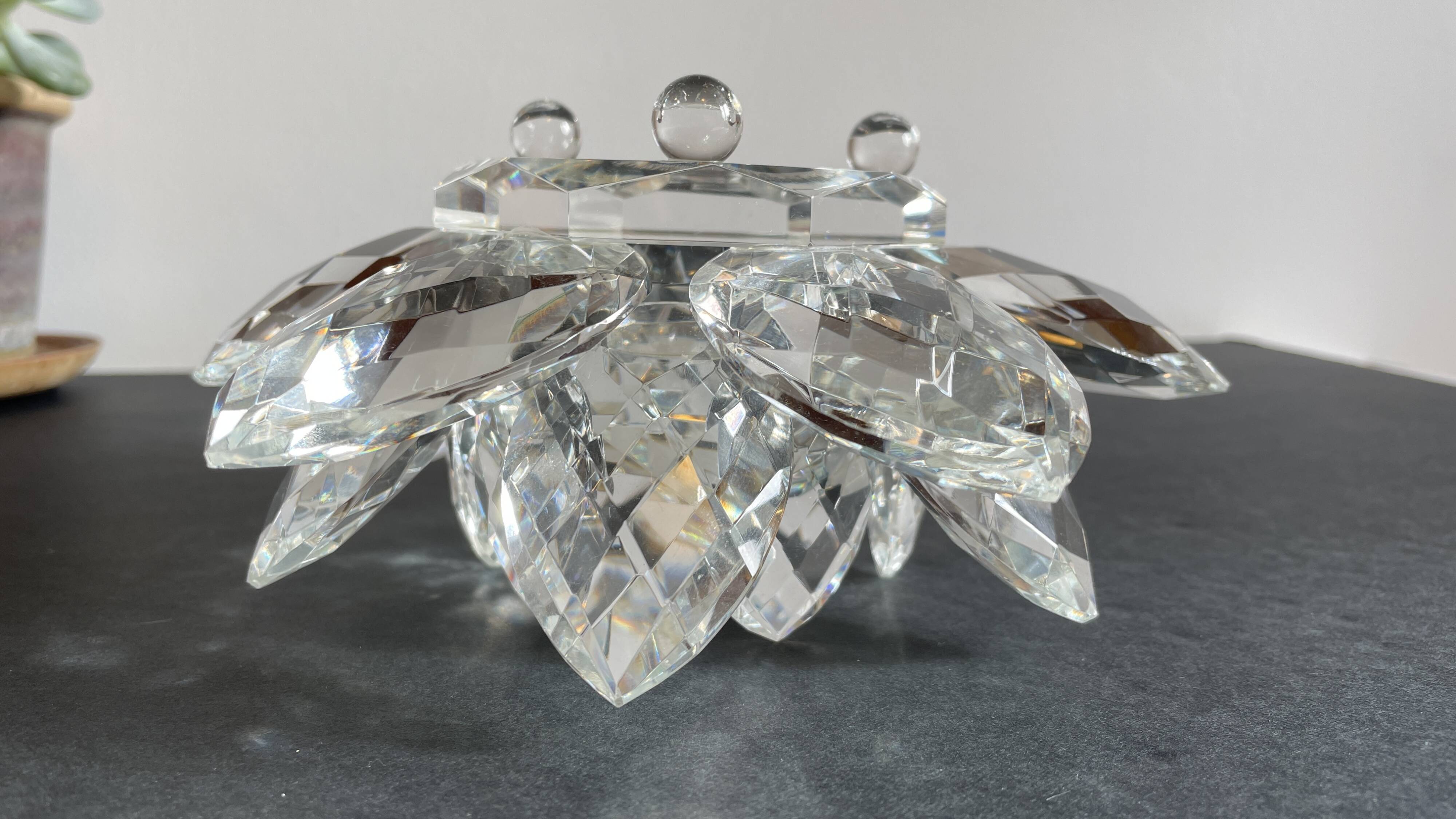 Crystal Flower Paperweight Sculpture