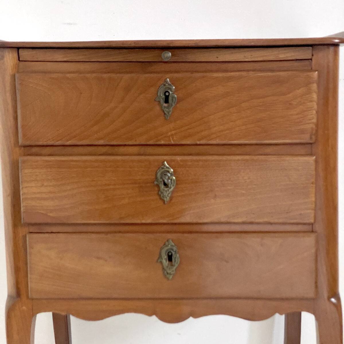 Louis XV style cherry wood bedside table with cabriole legs