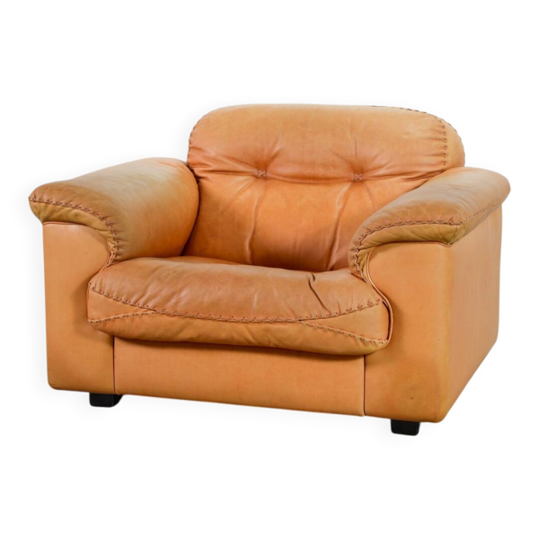 Superbe fauteuil De Sede DS101 en cuir cognac DS17. Suisse, années 1970.