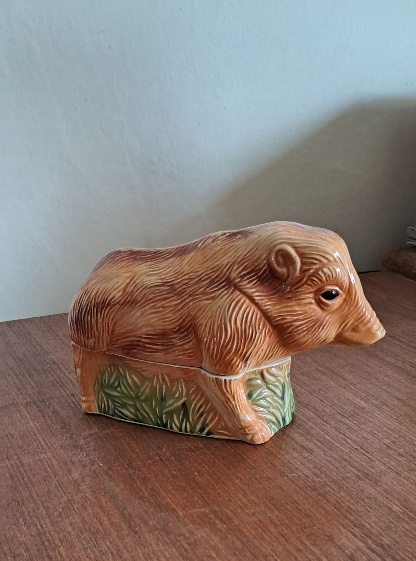 Terrine in Barbotine Michel Caugant. Boar shape.