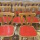 Set of 12 vintage 1960s red leatherette bistro chairs