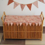 Vintage rattan chest bench