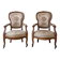 Pair of Voltaire armchairs in wood and floral fabric