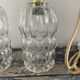Set of two vintage electric chiseled glass walking lamps