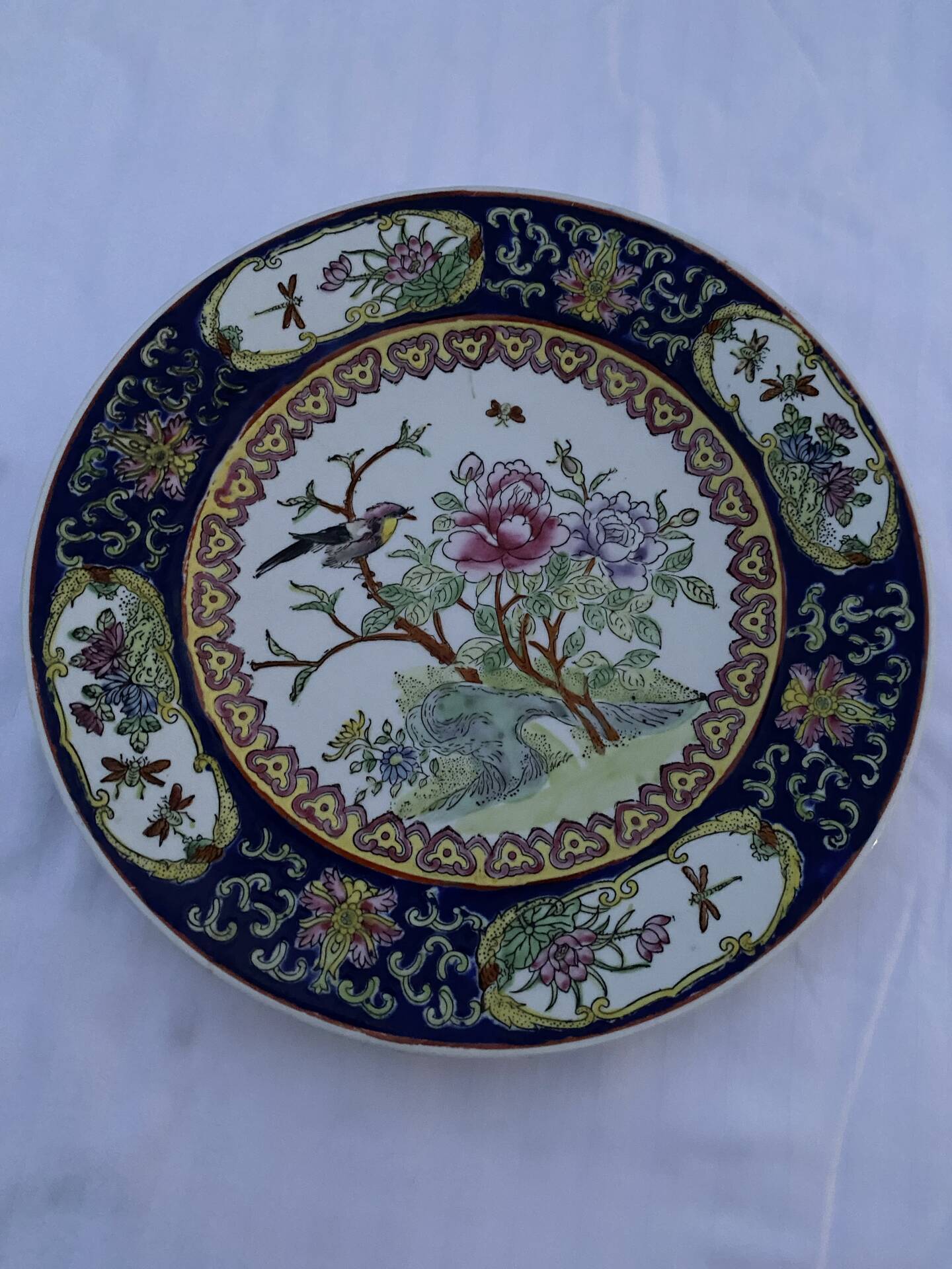 Decorative Plate Macau / China Porcelain — Birds, Peacocks
