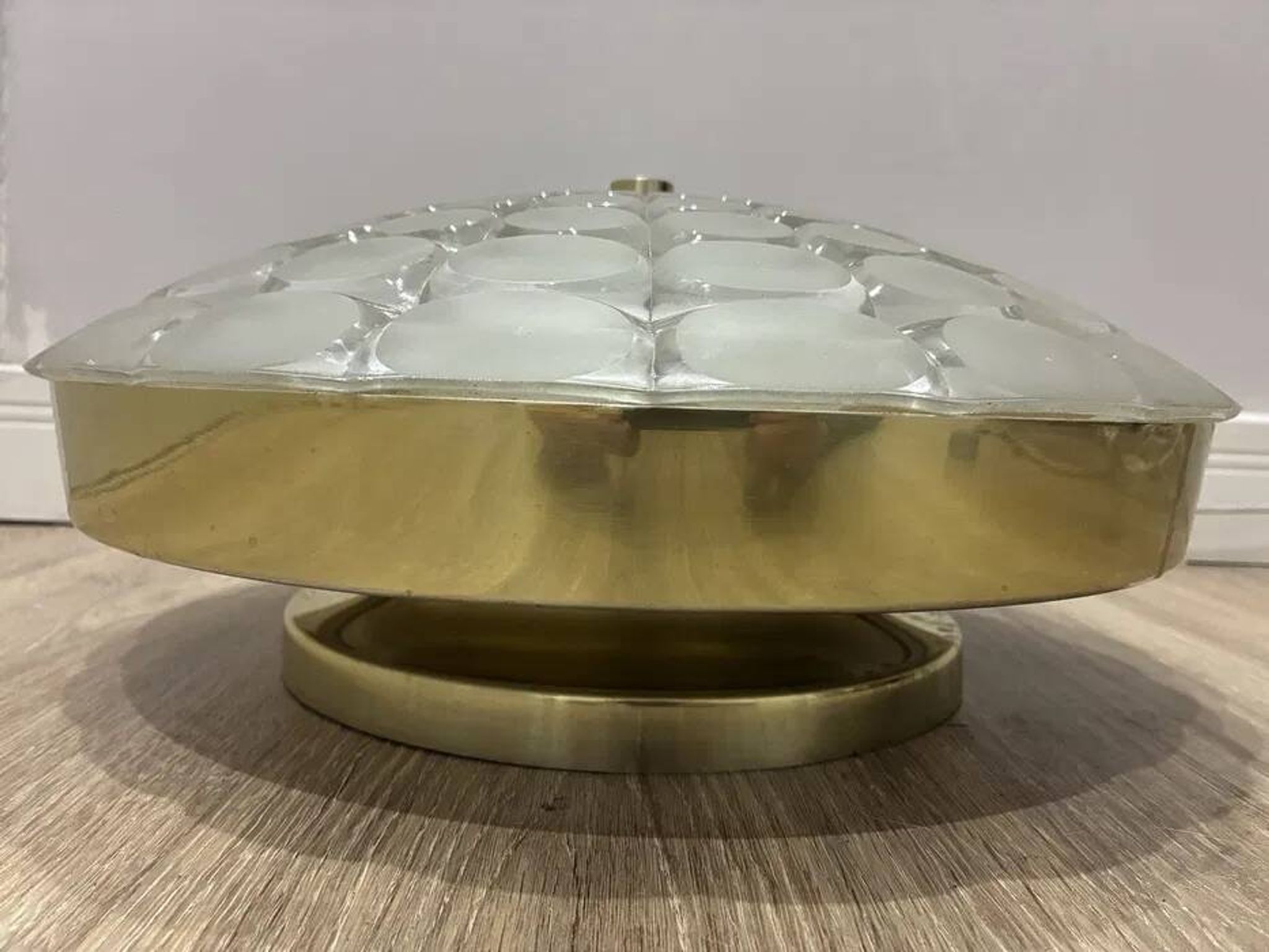 Vintage Peill & Putzler Optical Glass Flush Ceiling Lamp 1960s-70s