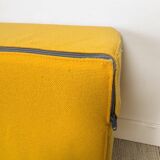 Pair of vintage Scandinavian armchairs in pine and fabric.