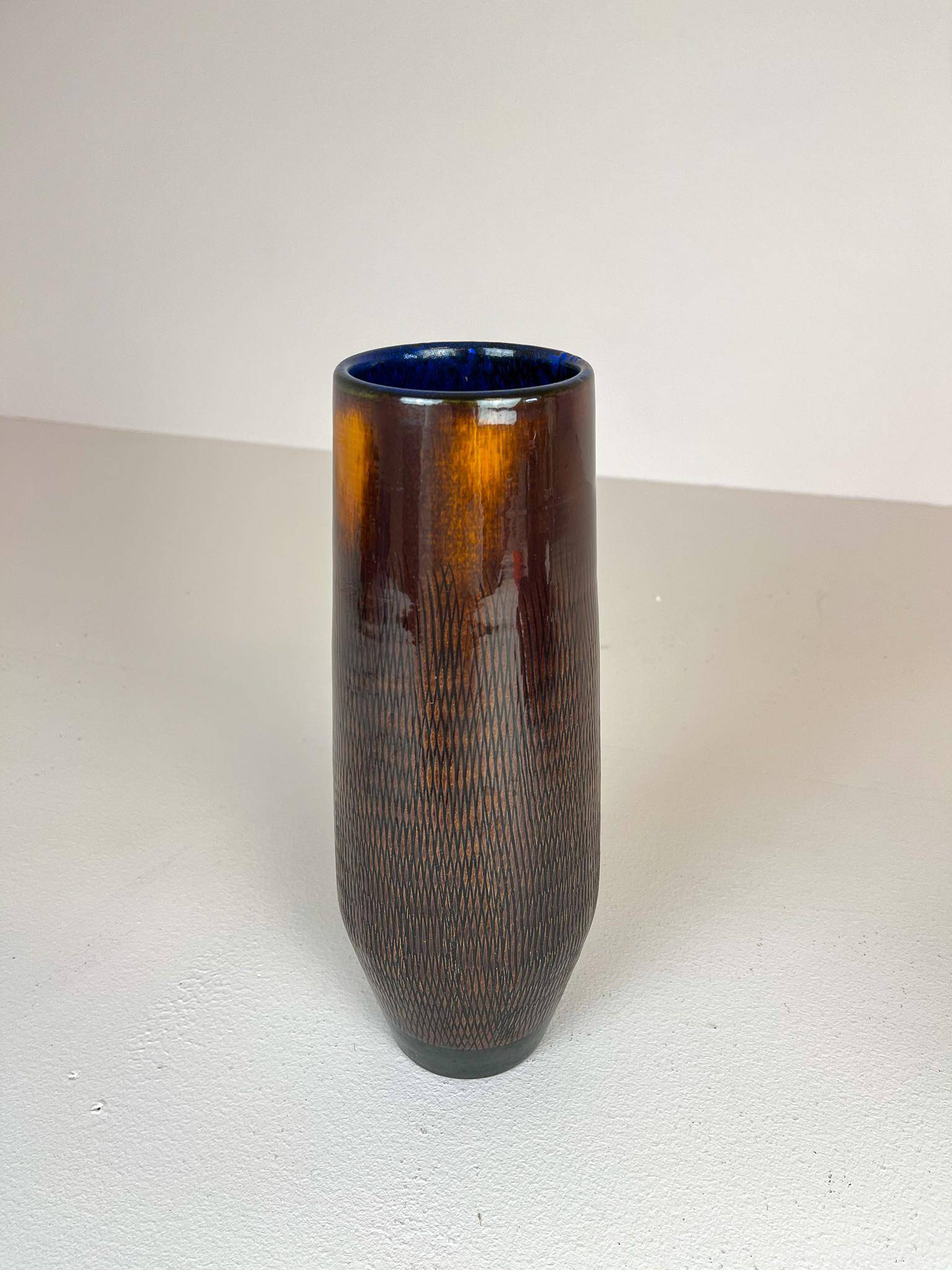 Mid-century modern set of 4 ceramic vases by Upsala-Ekeby "Fiamma" Sweden, 1960s.