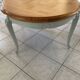 Oval Louis XV table in solid cherry wood, patinated in Gustavian grey.