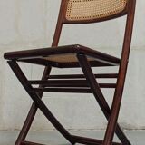 Folding chairs in wood and cane, 80's
