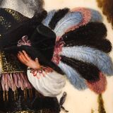 Antique 17th century marble painting, portrait of a South American nobleman