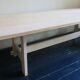 Large Brutalist limed oak trestle table 1940s