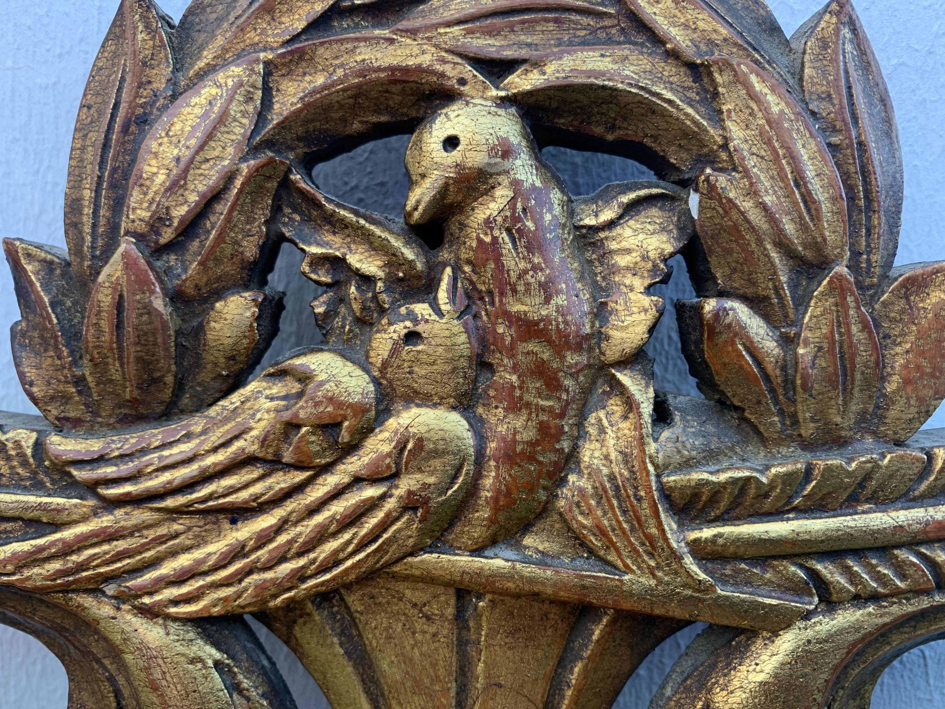 Antique mirror with gilded wood pediment, Louis XVI style