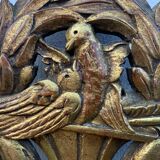 Antique mirror with gilded wood pediment, Louis XVI style