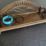 Brown rattan wall shelf