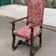Henri II armchair in solid wood and floral burgundy fabric, 19th century.