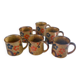 Six stoneware mugs