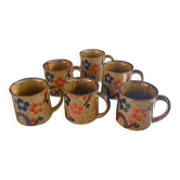 Six stoneware mugs