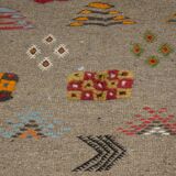 Berber wool rug woven and embroidered from the High Atlas
