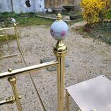 Vintage single bed and nightstand in gilded brass