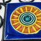 Brutalist Towel Holder Wrought Iron & Ceramic 1970