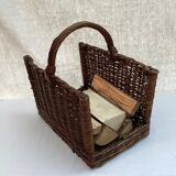 Wicker, vintage rattan pyre basket