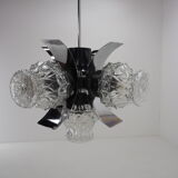 Chrome and glass chandelier, Czechoslovakia, 1960