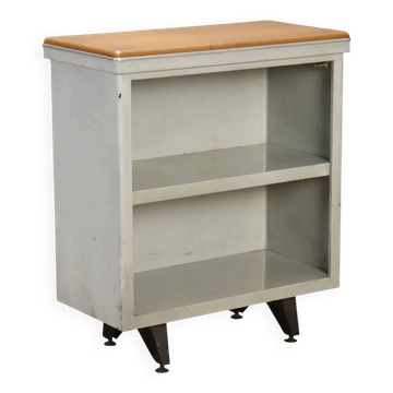 Vintage metal and faux leather storage unit, Italian design, 1960s.