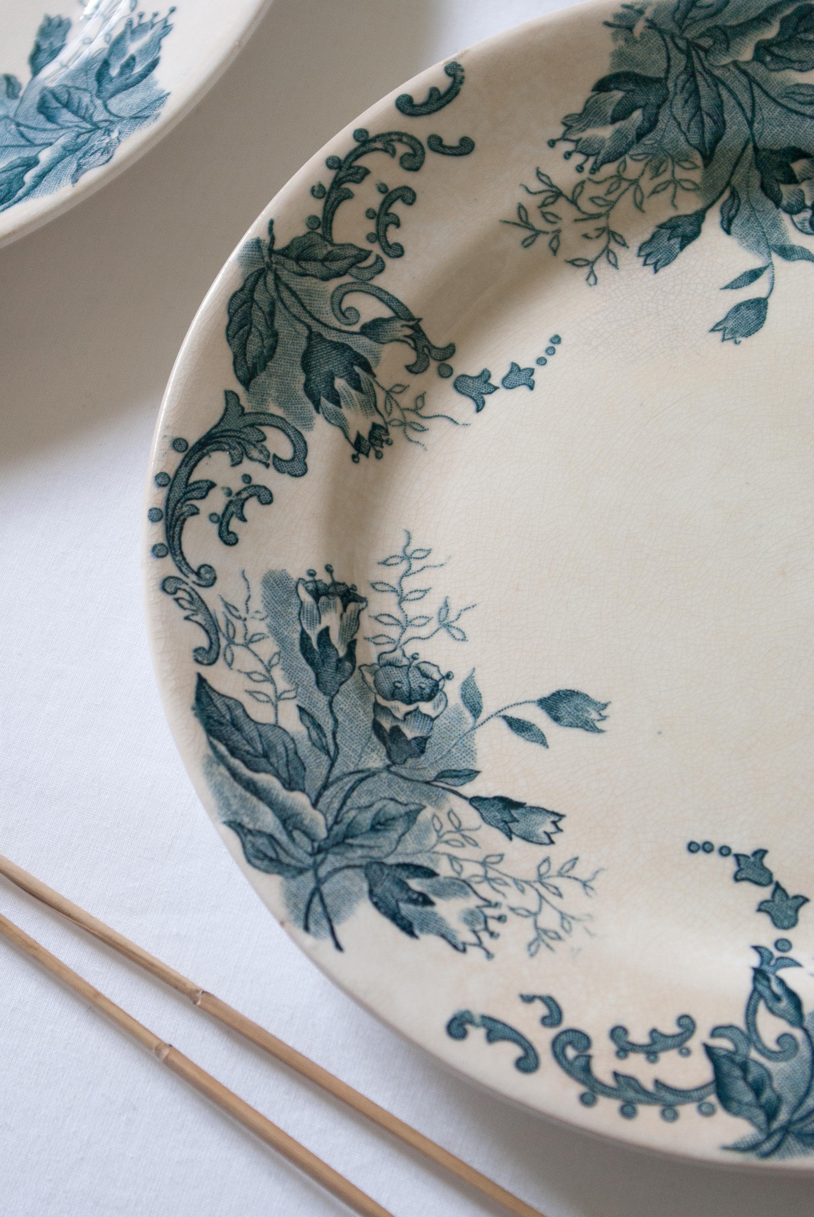 Pair of old flowered plates