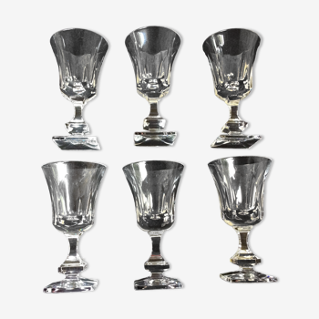 6 verres à pied verre à eau en cristal de Sèvres modèle Bellamy