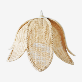 Suspension vintage fleur en fibre naturelle