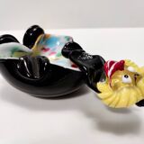 Black and Multicolored Murano Glass Clown Trinket Bowl / Ashtray, Italy