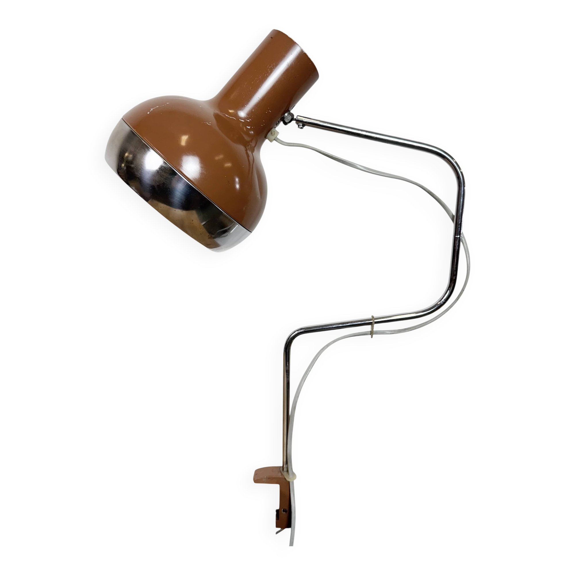 Lampe de bureau industrielle marron, années 1970