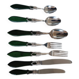 Cutlery set x8 Laure Japy silver metal and wood