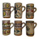 Set of 6 handcrafted ceramic mugs from the Spanish countryside and bohemian style
