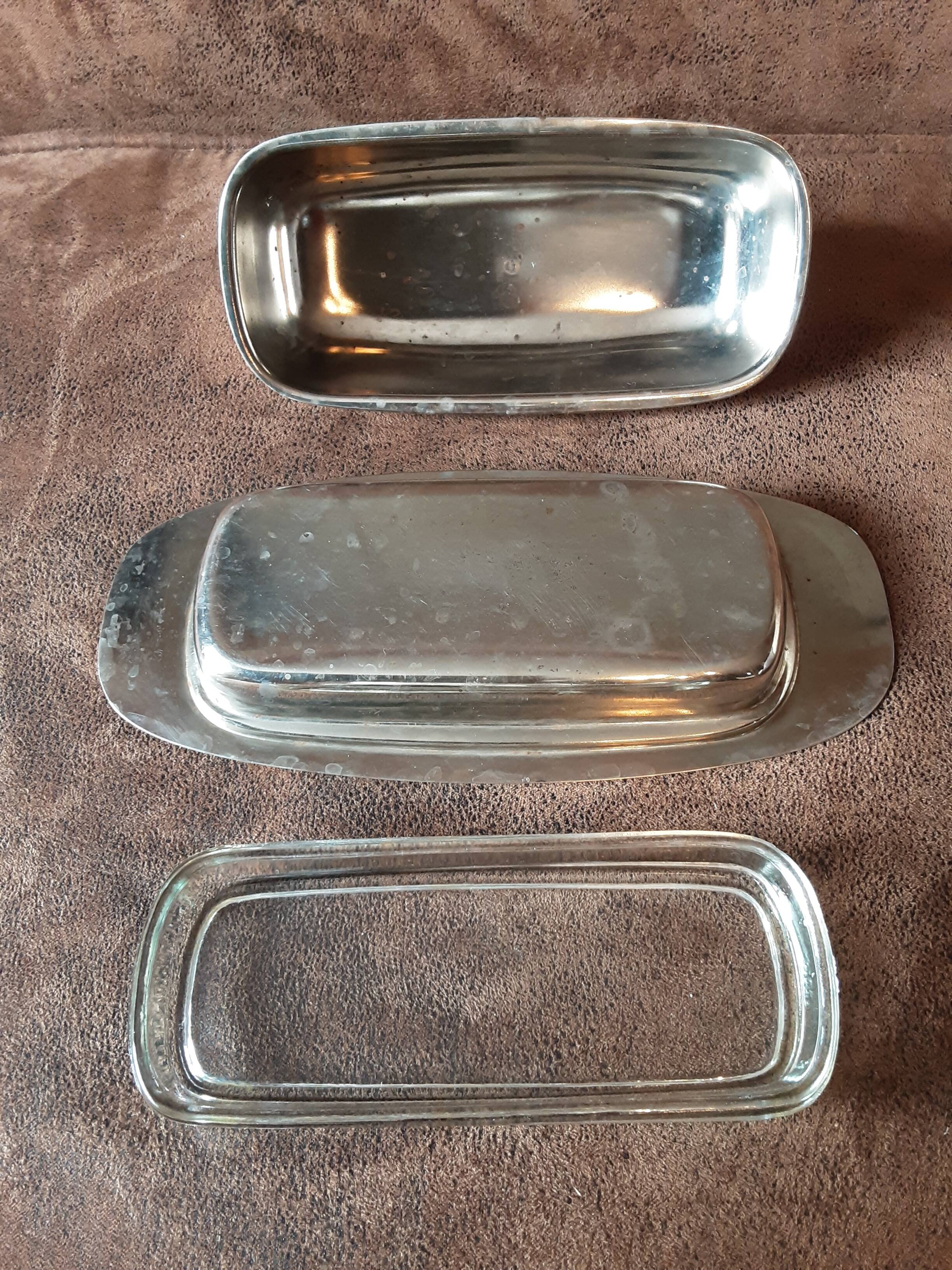Original vintage metal butter dish