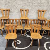 12 wooden bistro chairs, 1970