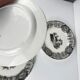 Set of three antique Sarreguemines U&C plates with hunting decoration from 1850 - 19th century black earthenware featuring a doe, chamois, and fox.