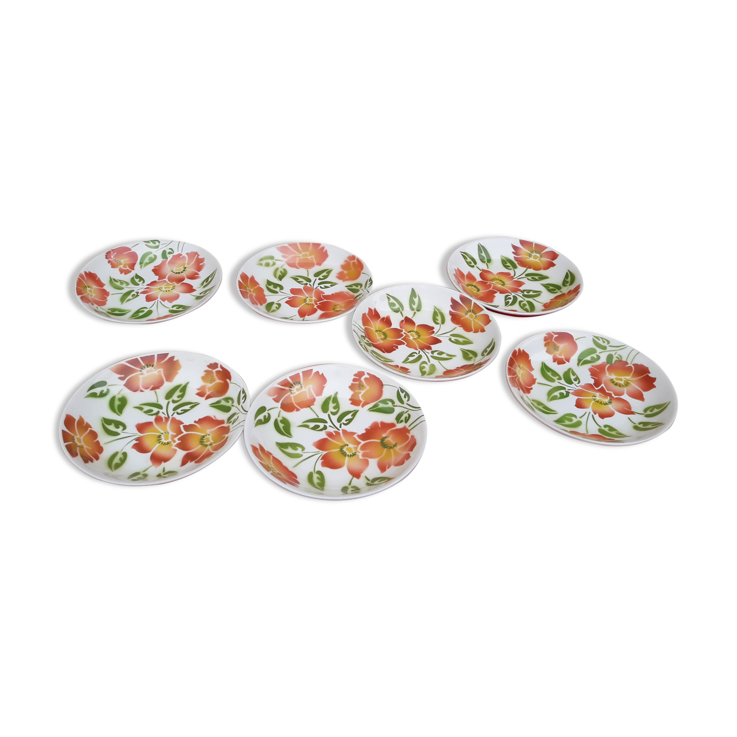 Set de 7 assiettes creuses en faïence Moulin des loups orchies modèle Ontario diam 21,5 cm