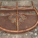 Large vintage headboard in woven rattan fan / Peacock 180cm