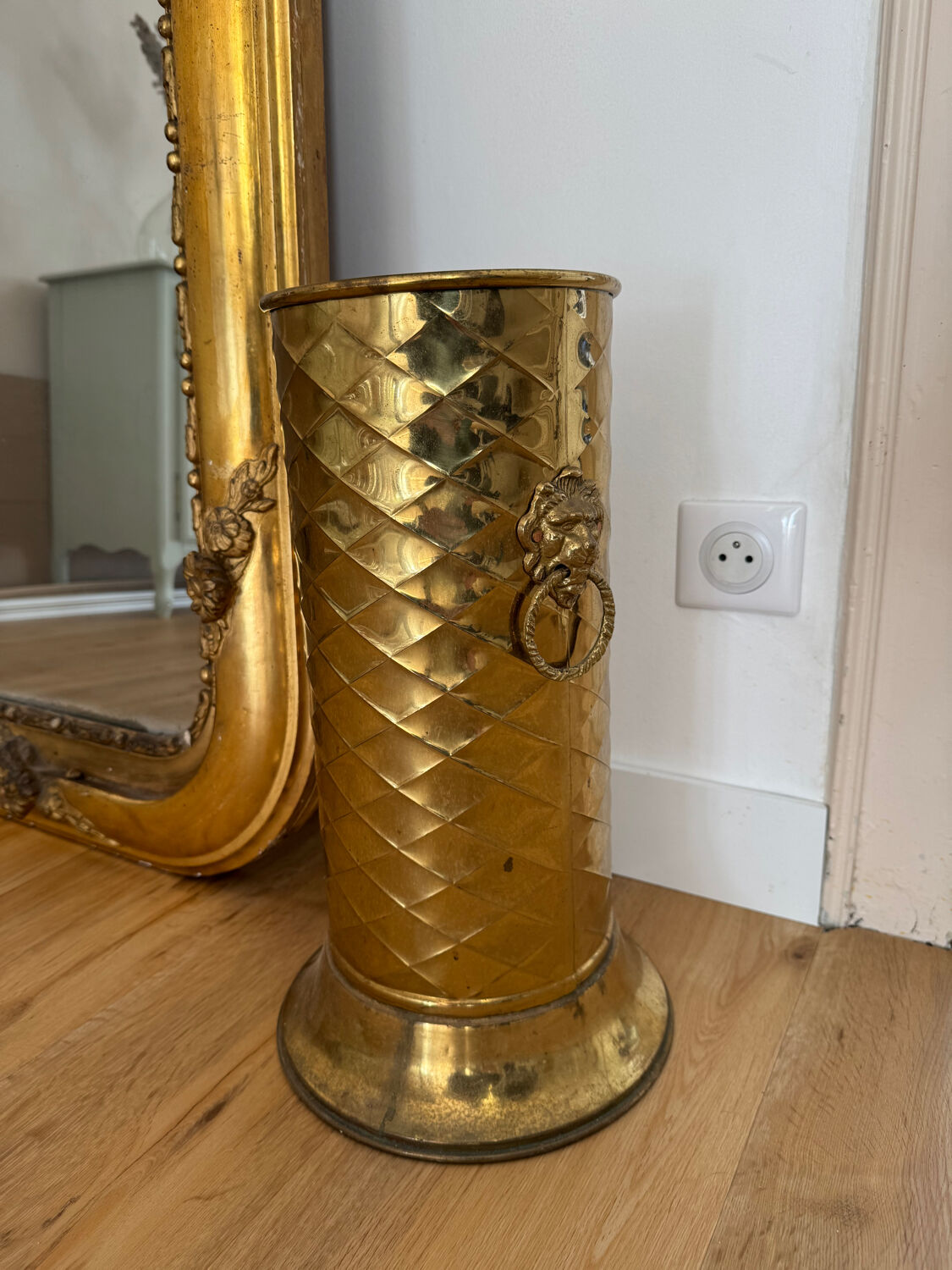Vintage gold brass umbrella stand