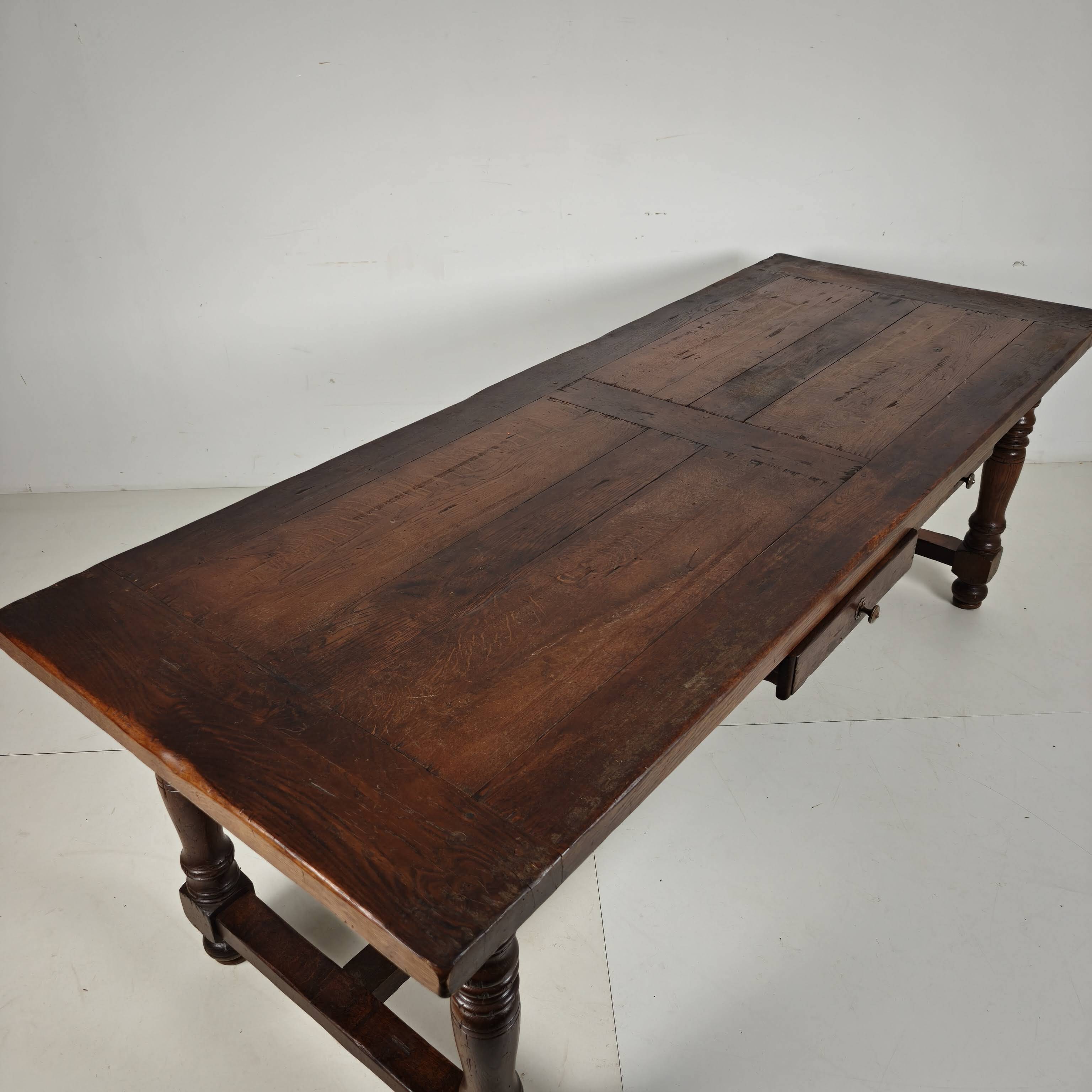 Large French Oak Monastery Table 320/220 cm, early 20th Century