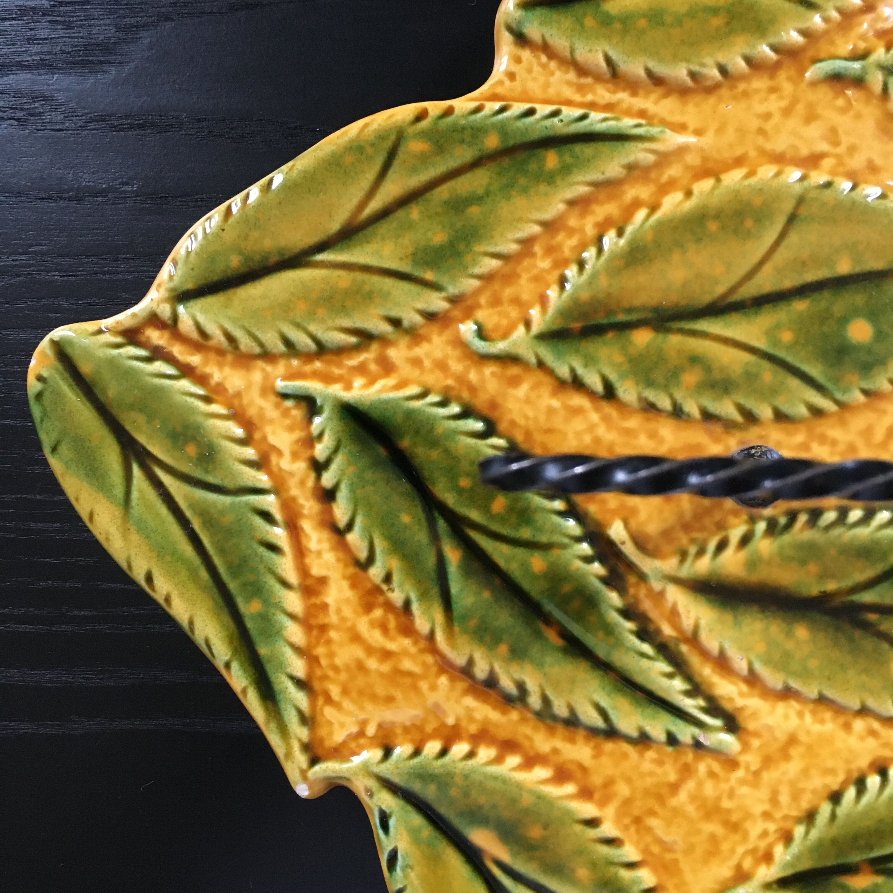 Dish signed Vallauris barbotine